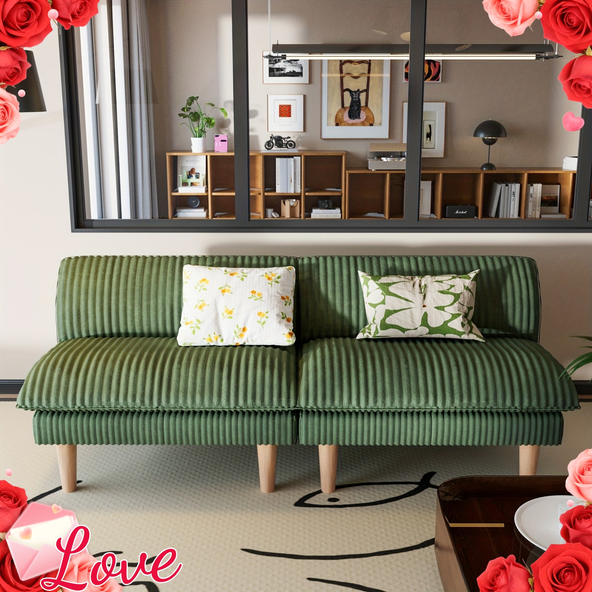 68-Inch Corduroy Futon Sofa with a Flexible Backrest, Convertible Into a Bed, Ideal for Compact Areas, Living Rooms, And Apartments, Easy to Put Together