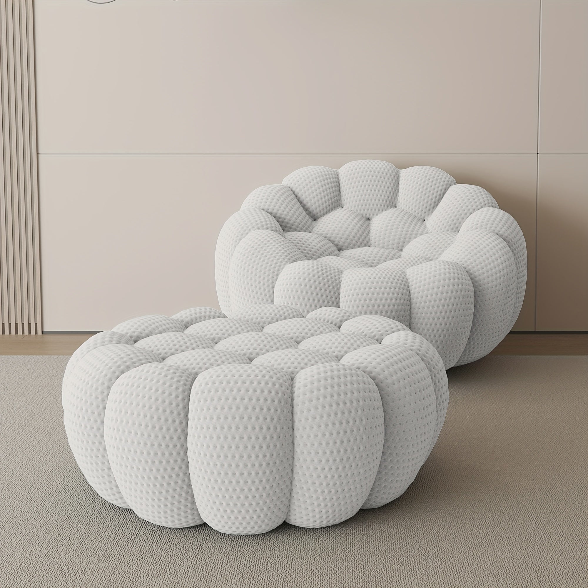 Modern Curved Sofa with a Comfortable Upholstered Design, Featuring a Mesh Fabric in a 3D Honeycomb Pattern, Suitable for Living Rooms, Offices, Apartments, And Compact Areas