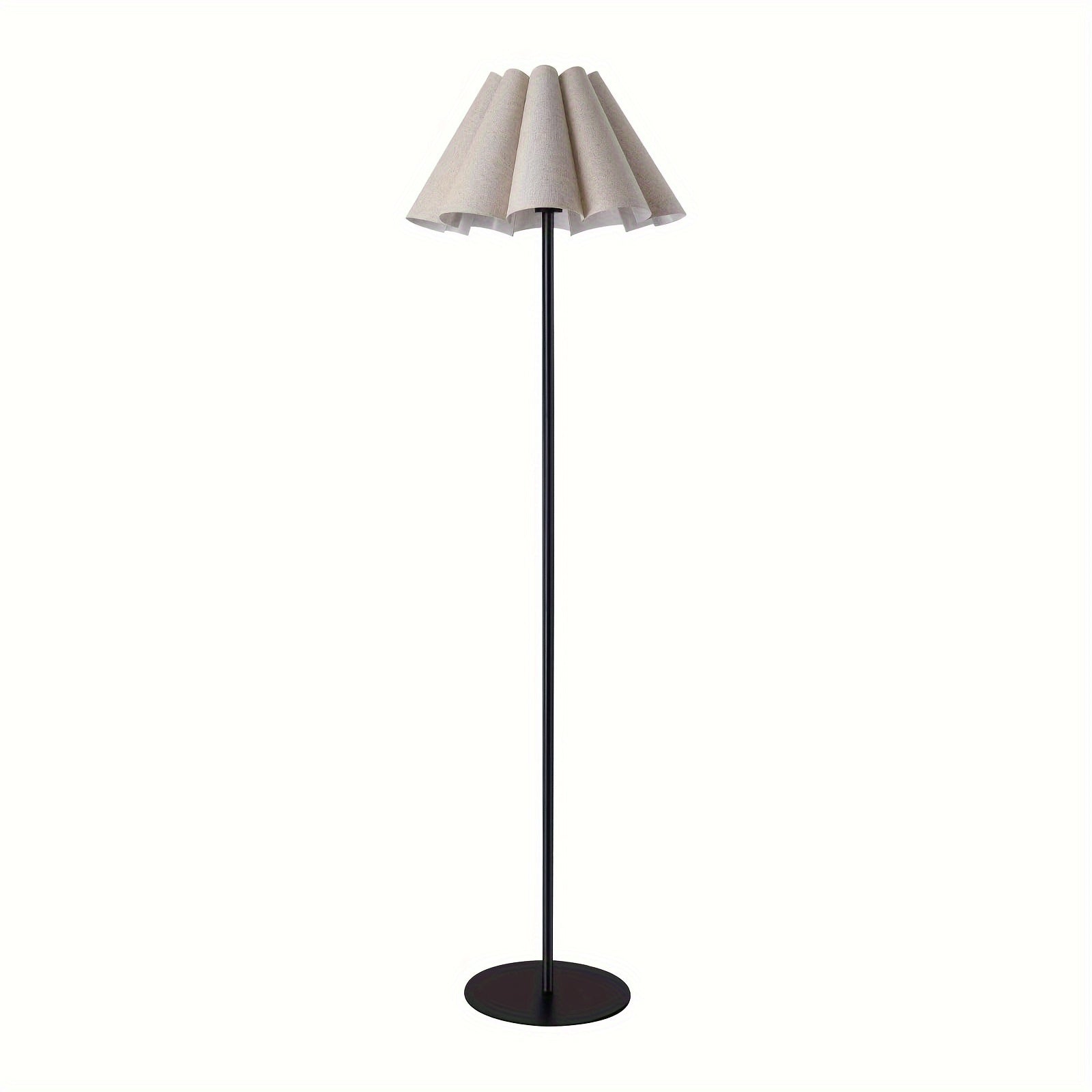 KUNJOULAM Modern Floor Lamp, Black Pole Floor Lamps, Simple Design Tall Lamp with Beige Lampshade, Standing Lamp for Living Room, Bedroom, Office, Home (Without Bulb)