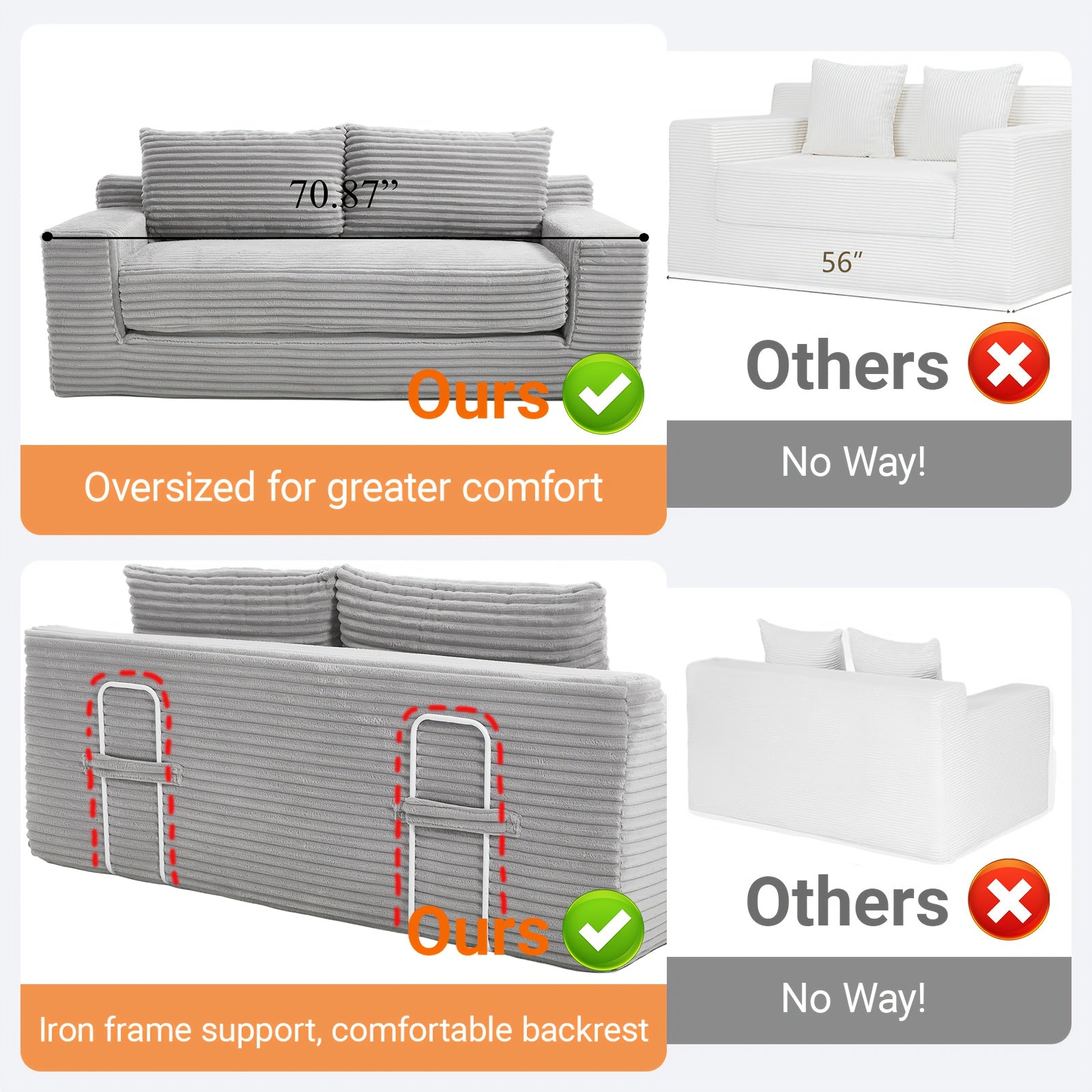 Compact Loveseat Sofa Bed Featuring Memory Foam And a Sturdy Steel Frame - Ready to Use, 2-In-1 Convertible Design, Made with Corduroy Fabric - Ideal Couch for Limited Spaces, Apartments, Home Offices, And Bedrooms