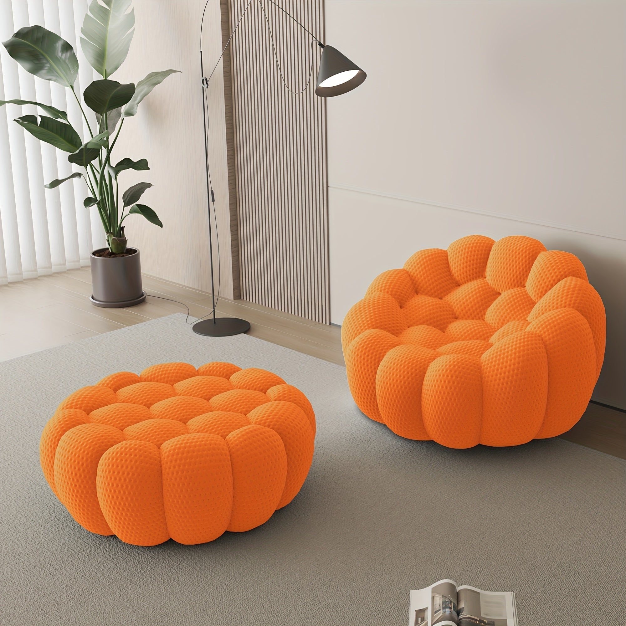 Modern Curved Sofa with a Comfortable Upholstered Design, Featuring a Mesh Fabric in a 3D Honeycomb Pattern, Suitable for Living Rooms, Offices, Apartments, And Compact Areas