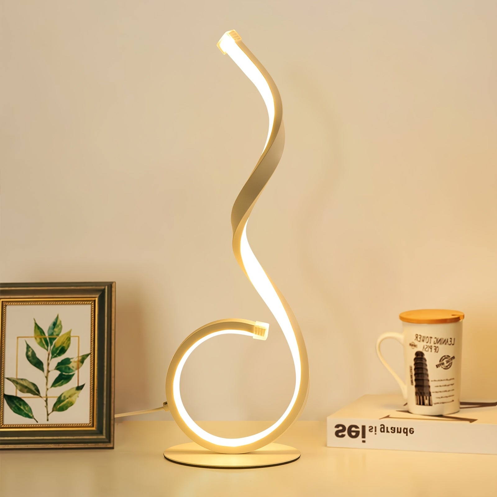 1\u002F2pcs Bedside Table Lamp for Bedroom - 3 Way Dimmable Floor Lamp USB C Charging Ports, Modern Minimalist Dimmable Spiral Table Lamp for Living Room, Desk, LED Bulb Included(Black\u002FWhite)