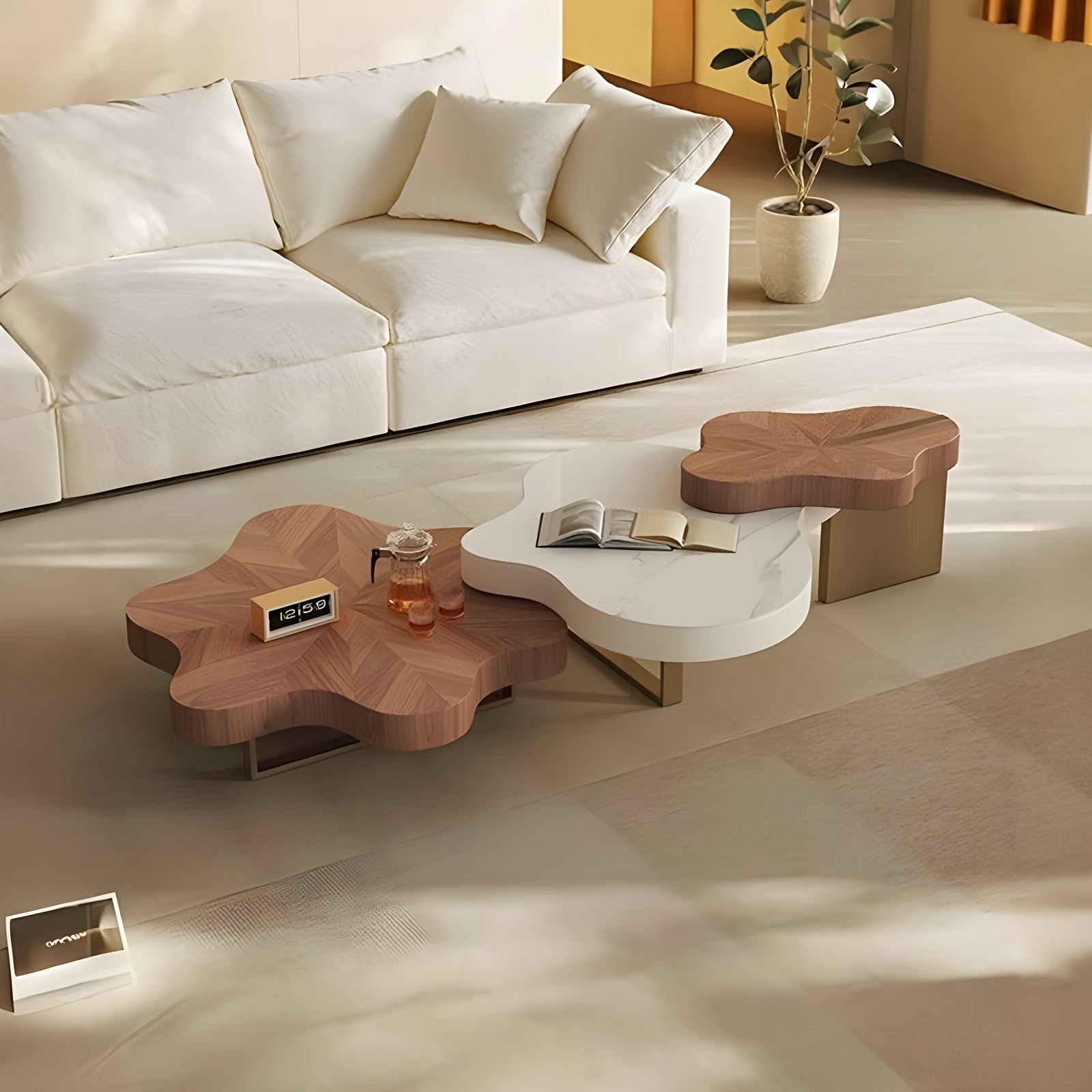 Modern Luxury Cloud-Shaped Irregular Coffee Table Set Easy Assembly Required
