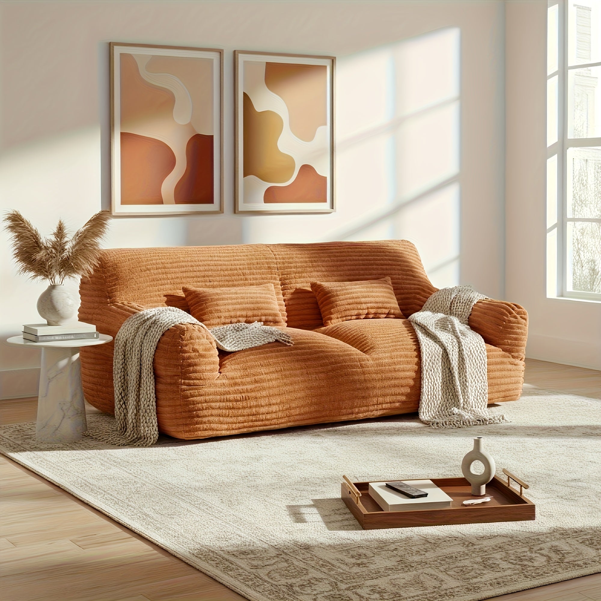Comfortable Sofa Bed Featuring Two Pillows, a Soft Bean Bag Chair, Perfect for Relaxing in a Game Or Recreation Room