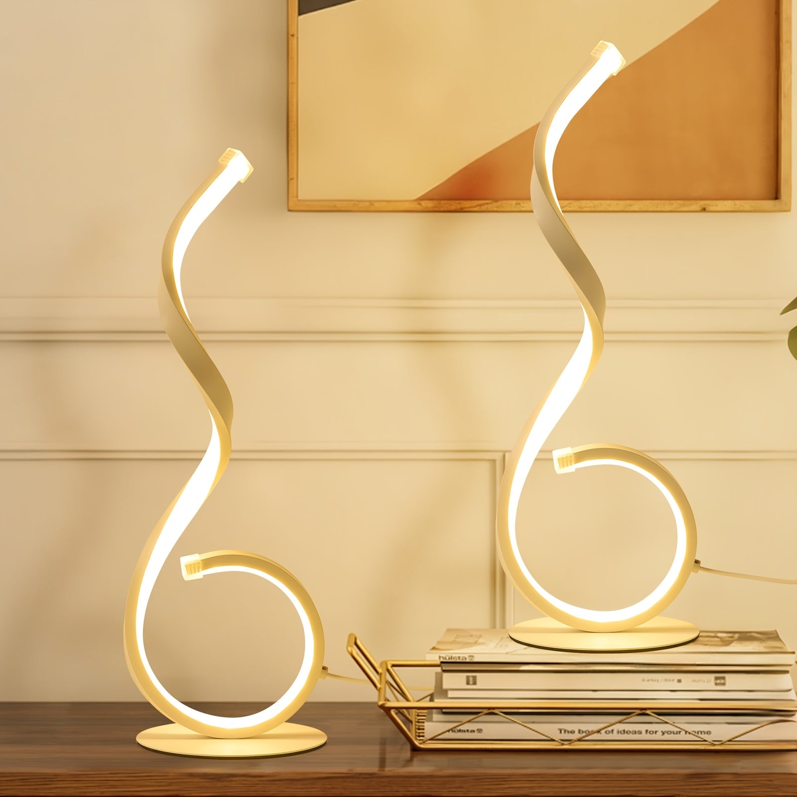 1\u002F2pcs Bedside Table Lamp for Bedroom - 3 Way Dimmable Floor Lamp USB C Charging Ports, Modern Minimalist Dimmable Spiral Table Lamp for Living Room, Desk, LED Bulb Included(Black\u002FWhite)