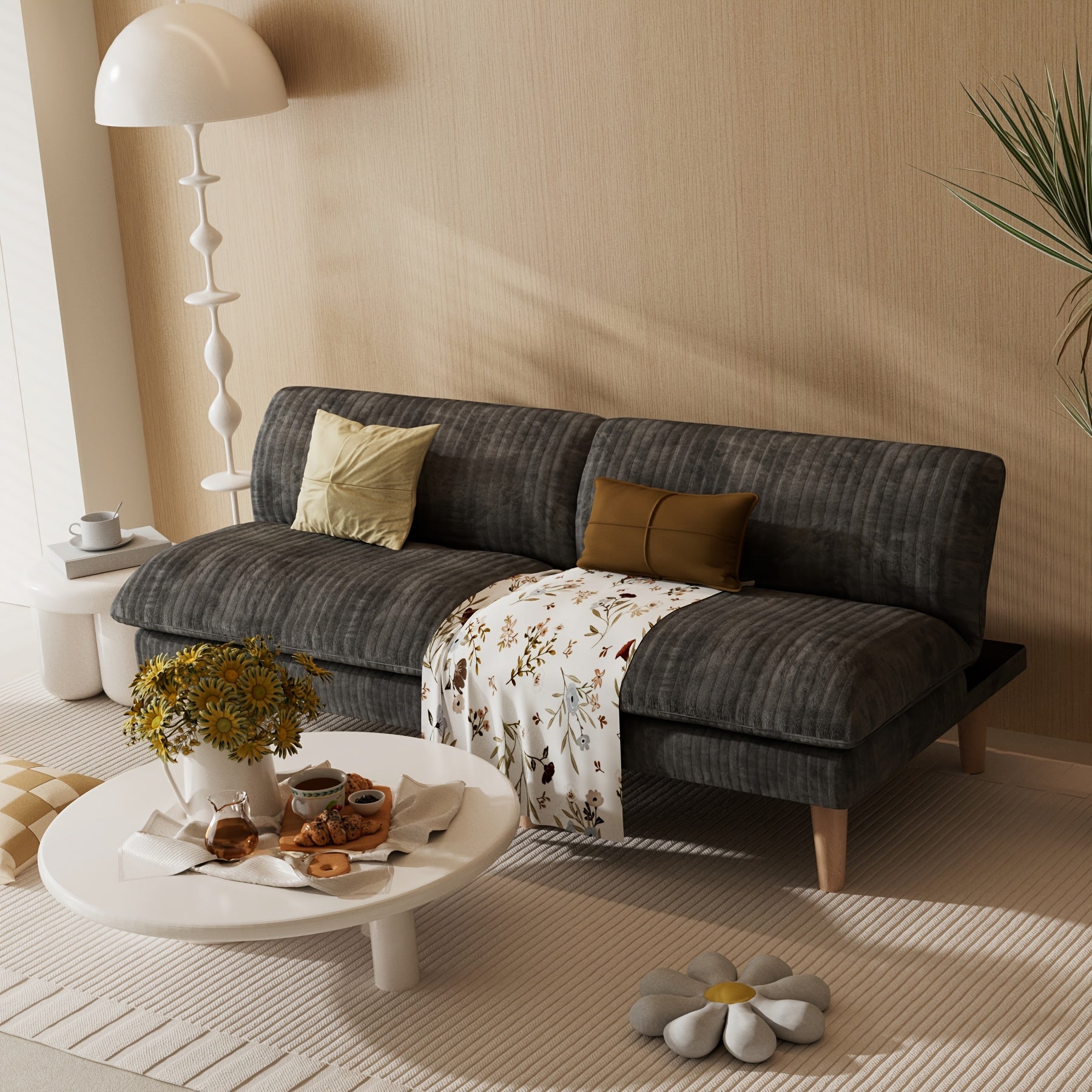 Futon Sofa Bed, 68 Inch Futon Couch with Adjustable Backrest, Corduroy Convertible Sleeper Sofa Bed, Folding Sleeper Recliner with Wood Leg for Apartment, Living Room, Office, Sofa Cama, Compressed Sofa for Living Room, Single Sofa Bed Foldable