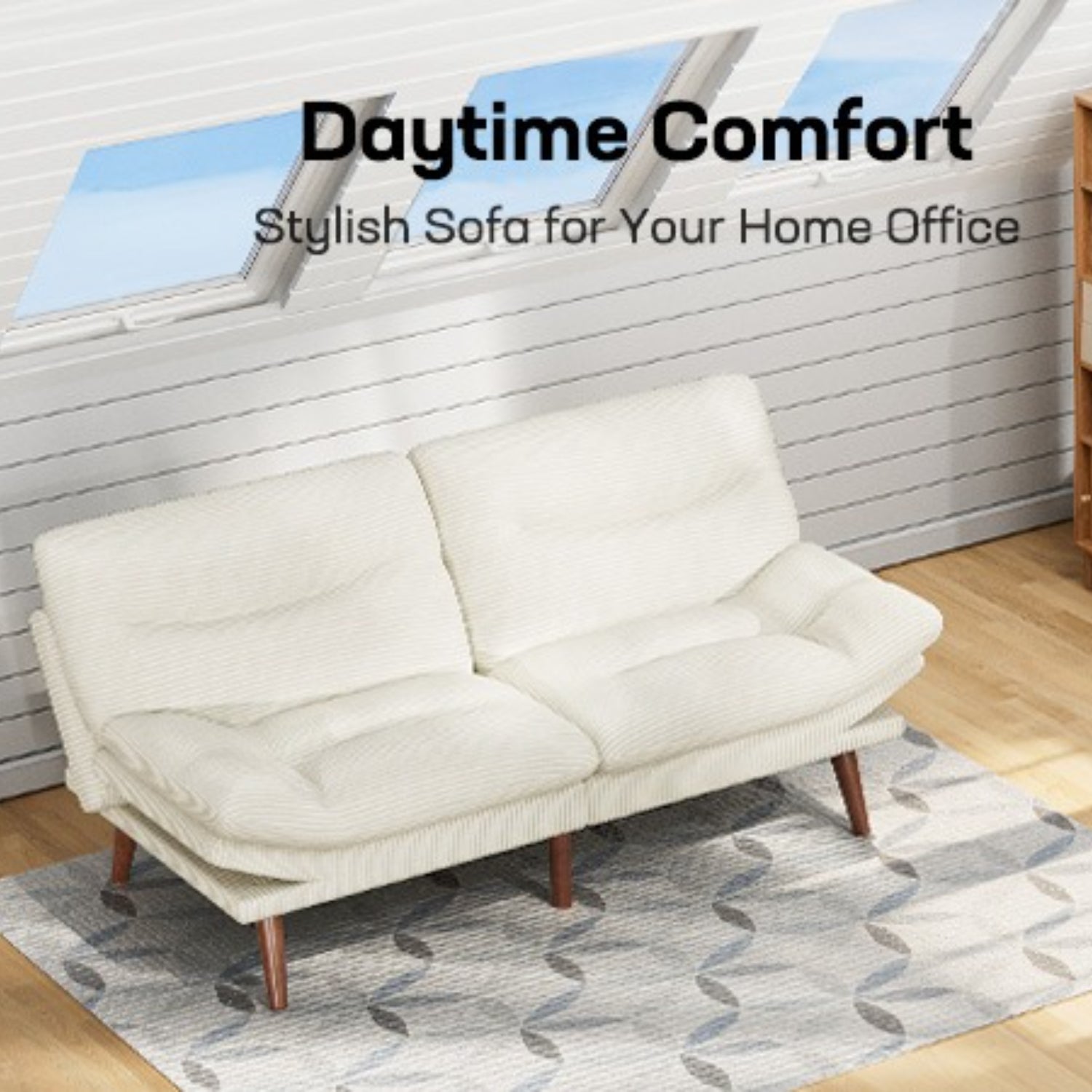 A Sofa Bed with an Adjustable Backrest And Armrests, Measuring 66-75 Inches, Suitable for Living Rooms Or Office Reception Areas, Can Be Converted Into a Space-Saving Sofa Bed