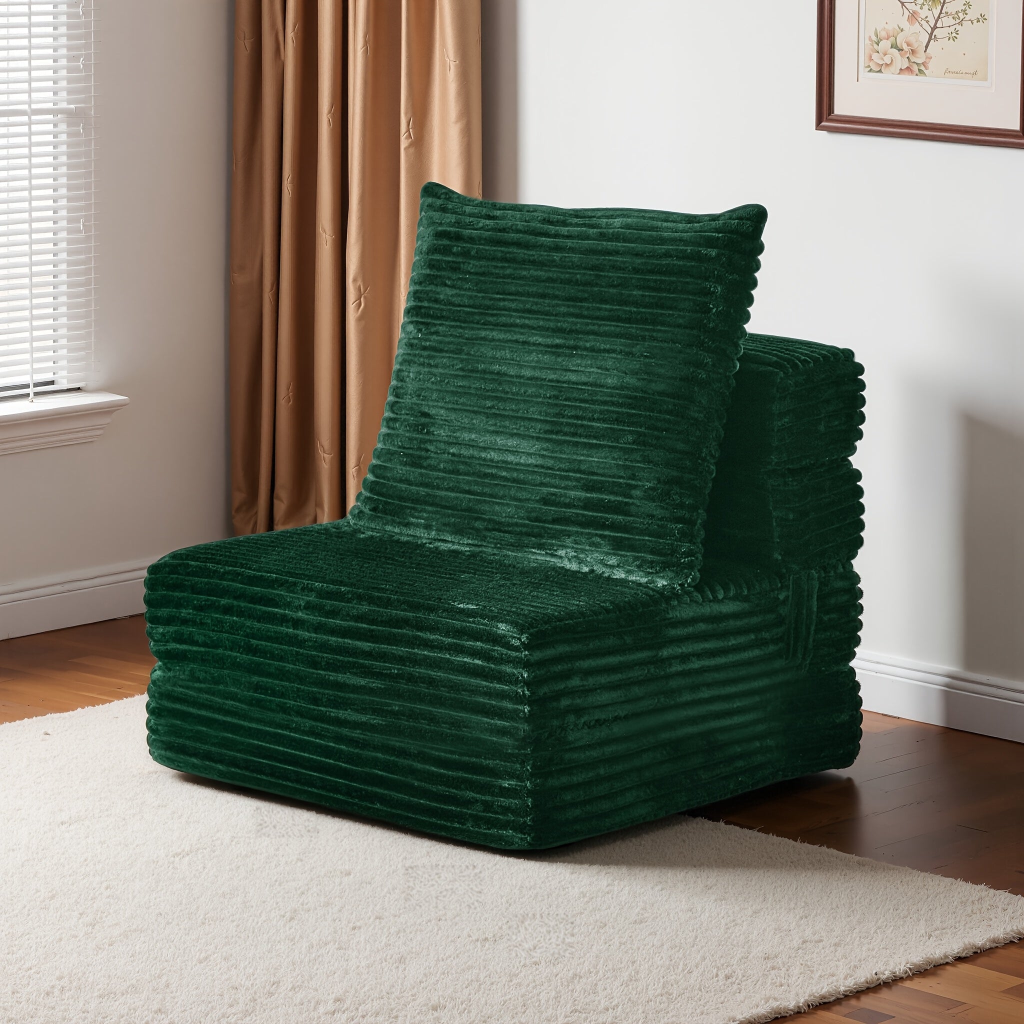 Convertible Sofa Bed - Foldable Floor Couch with Teddy Foam And Corduroy - Modular Sectional for Living Room, Bedroom, Studio - Compressible Sofa in Box