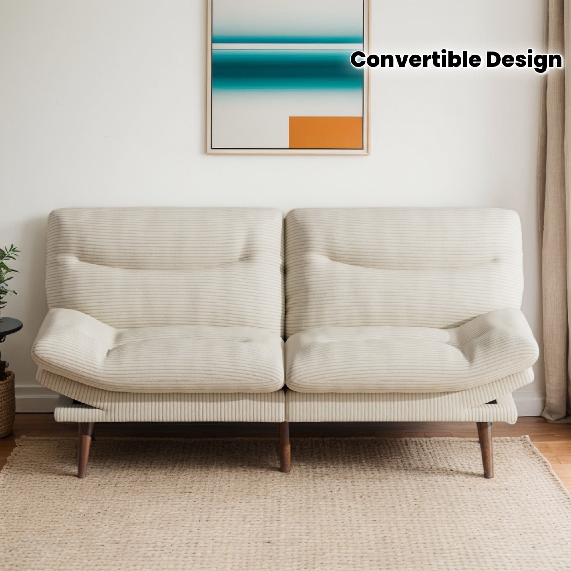 66-Inch Futon Sofa Bed Featuring an Adjustable Backrest And Armrests, a Convertible Design Ideal for Compact Areas, Suitable for Living Rooms Or Offices, Futon Sofas for Sleeping