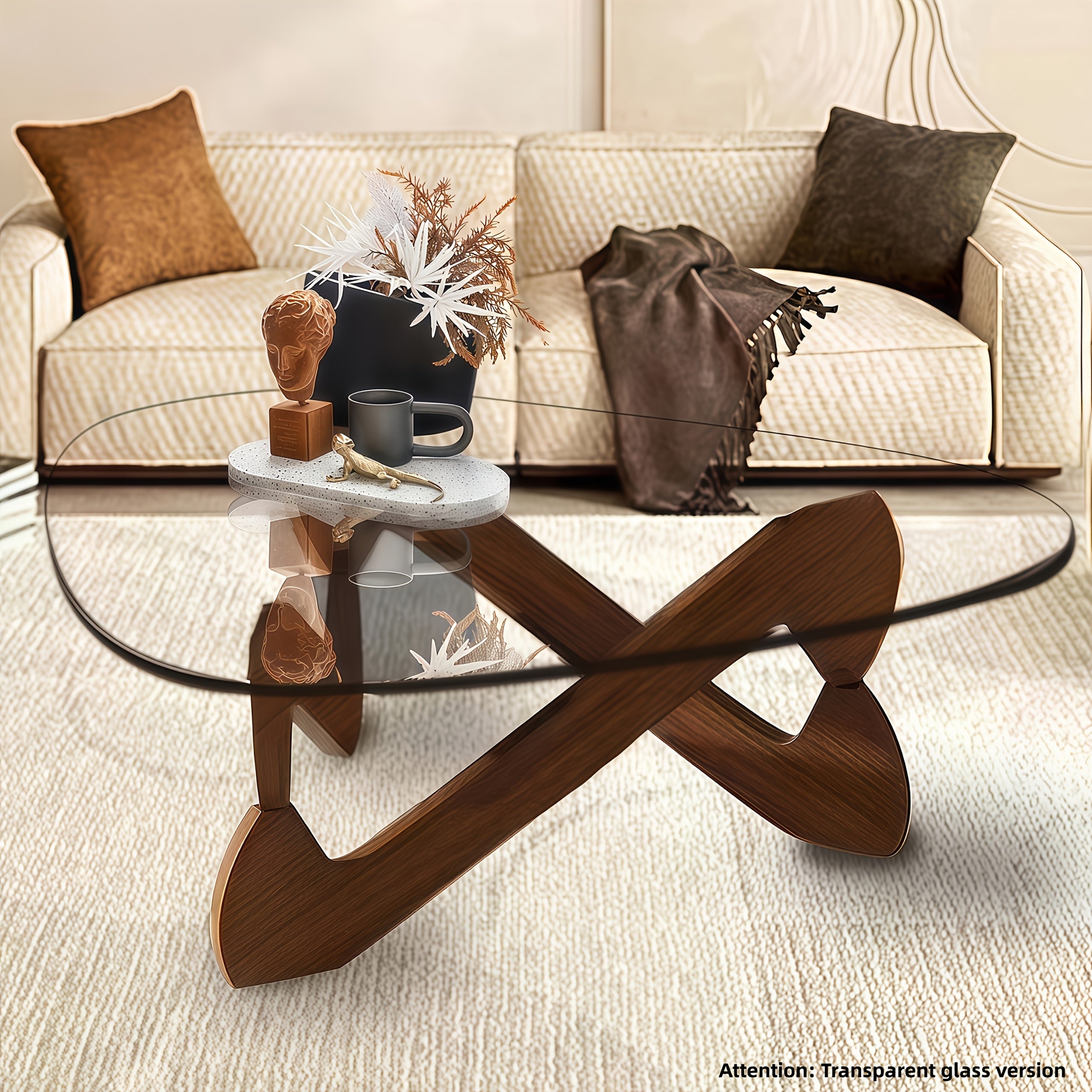 Contemporary Walnut Coffee Table for Living Spaces, Compact And Chic, Ideal for Bedrooms, Living Rooms, Reception Areas, And Offices (Medium Size)