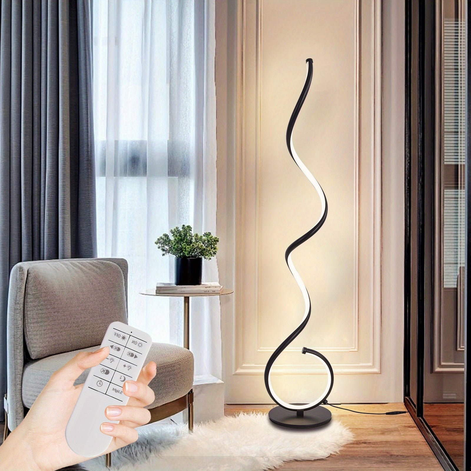 1\u002F2pcs Bedside Table Lamp for Bedroom - 3 Way Dimmable Floor Lamp USB C Charging Ports, Modern Minimalist Dimmable Spiral Table Lamp for Living Room, Desk, LED Bulb Included(Black\u002FWhite)