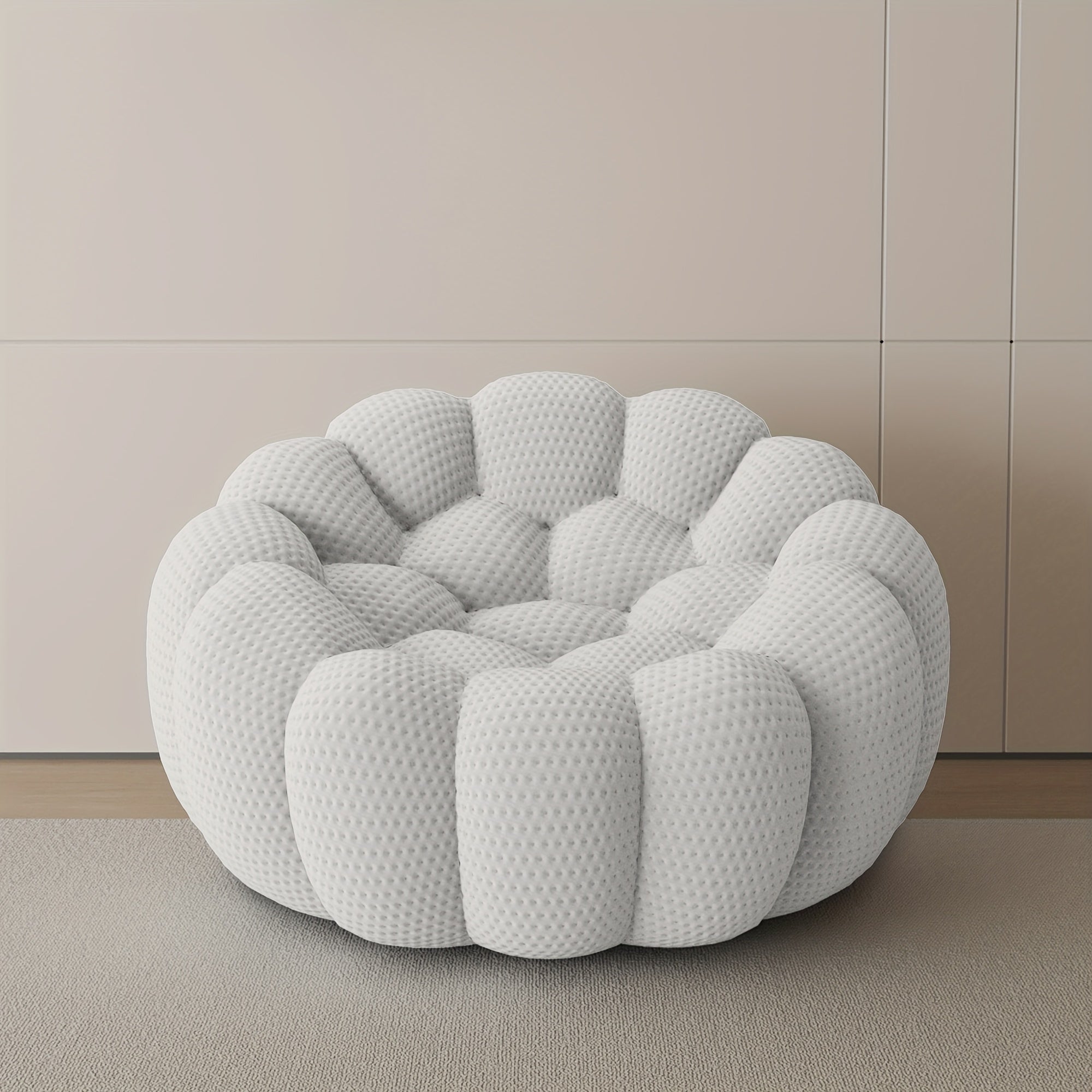 Modern Curved Sofa with a Comfortable Upholstered Design, Featuring a Mesh Fabric in a 3D Honeycomb Pattern, Suitable for Living Rooms, Offices, Apartments, And Compact Areas