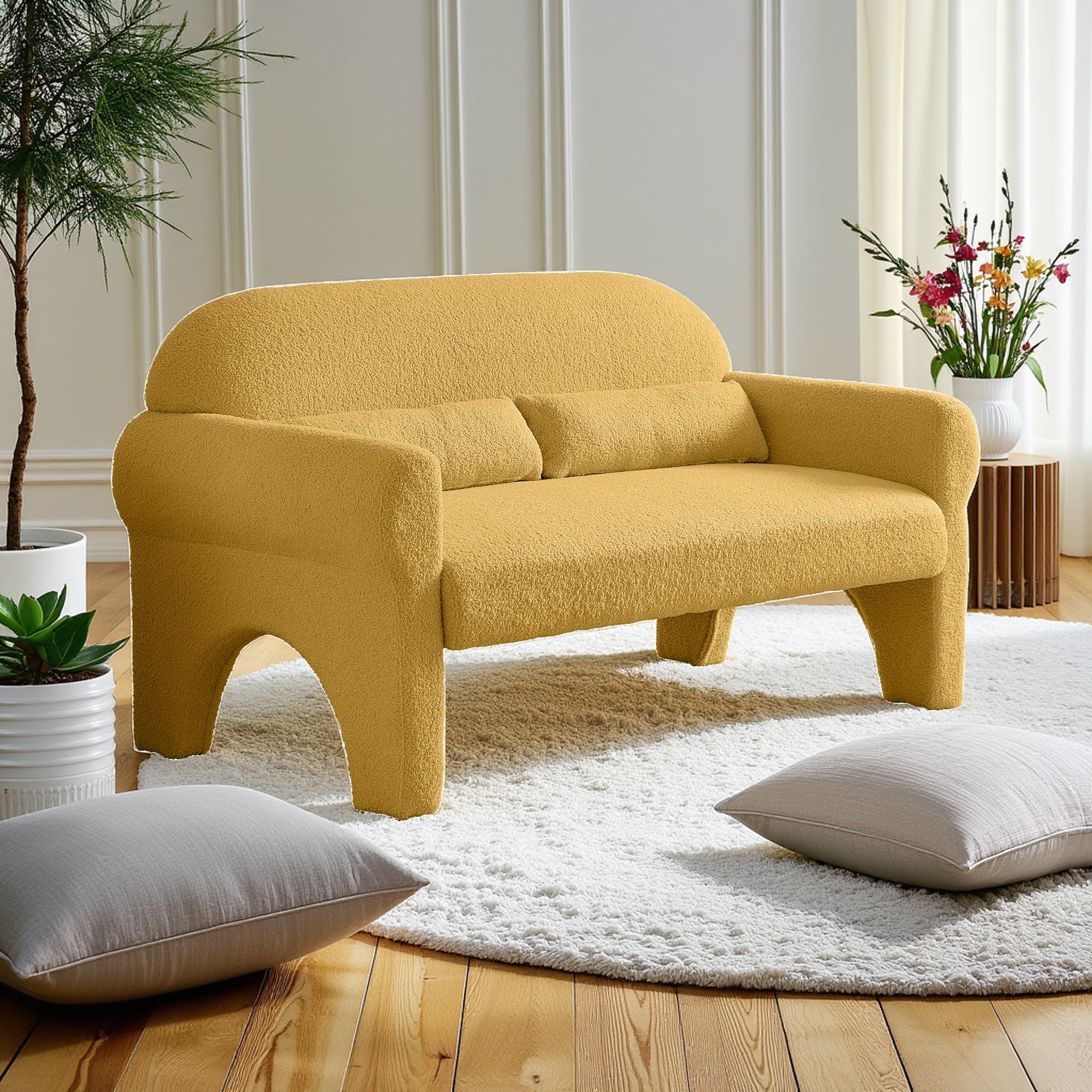 Modern Boucle Sofa, Upholstered Comfy Loveseat Couch for  Space