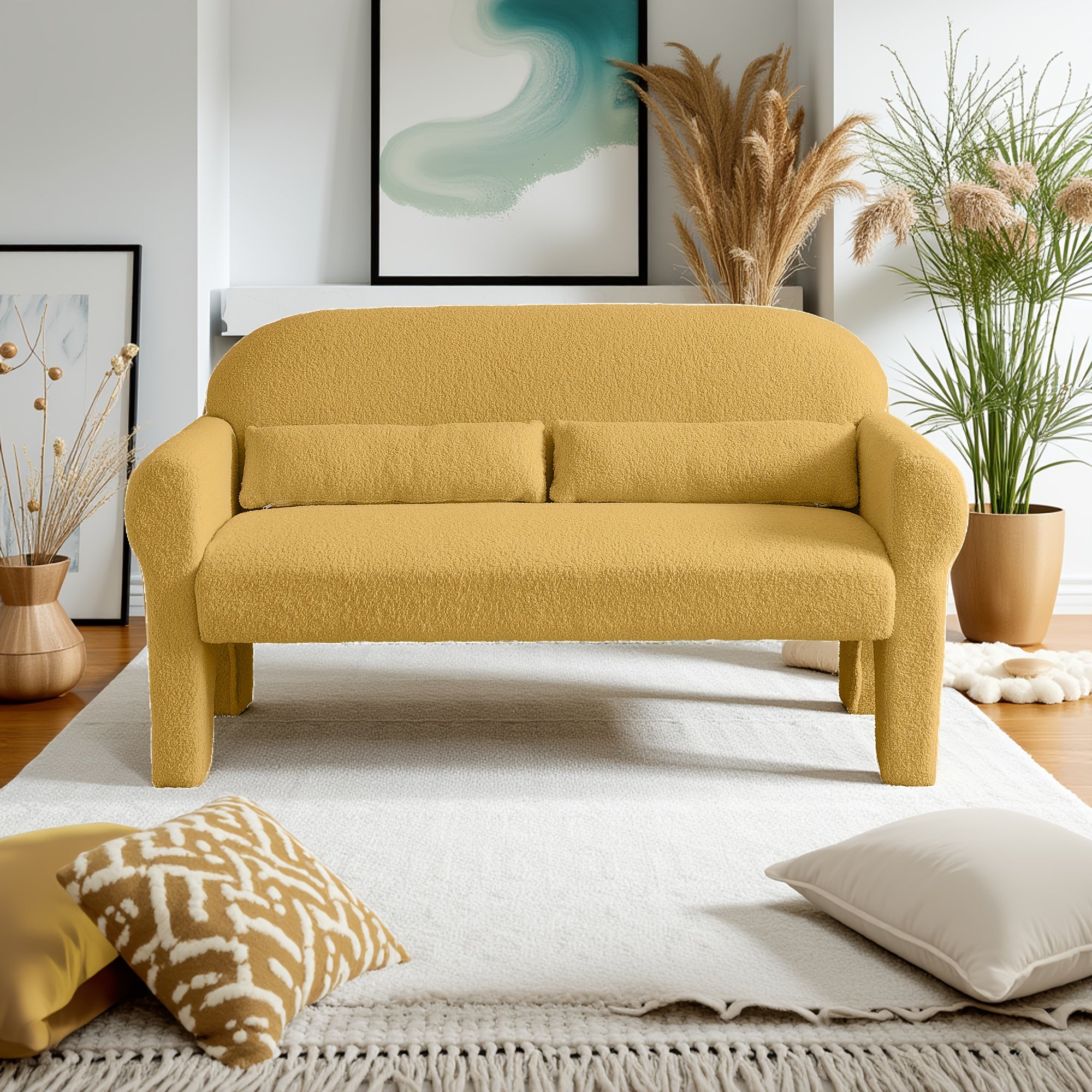Modern Boucle Sofa, Upholstered Comfy Loveseat Couch for  Space
