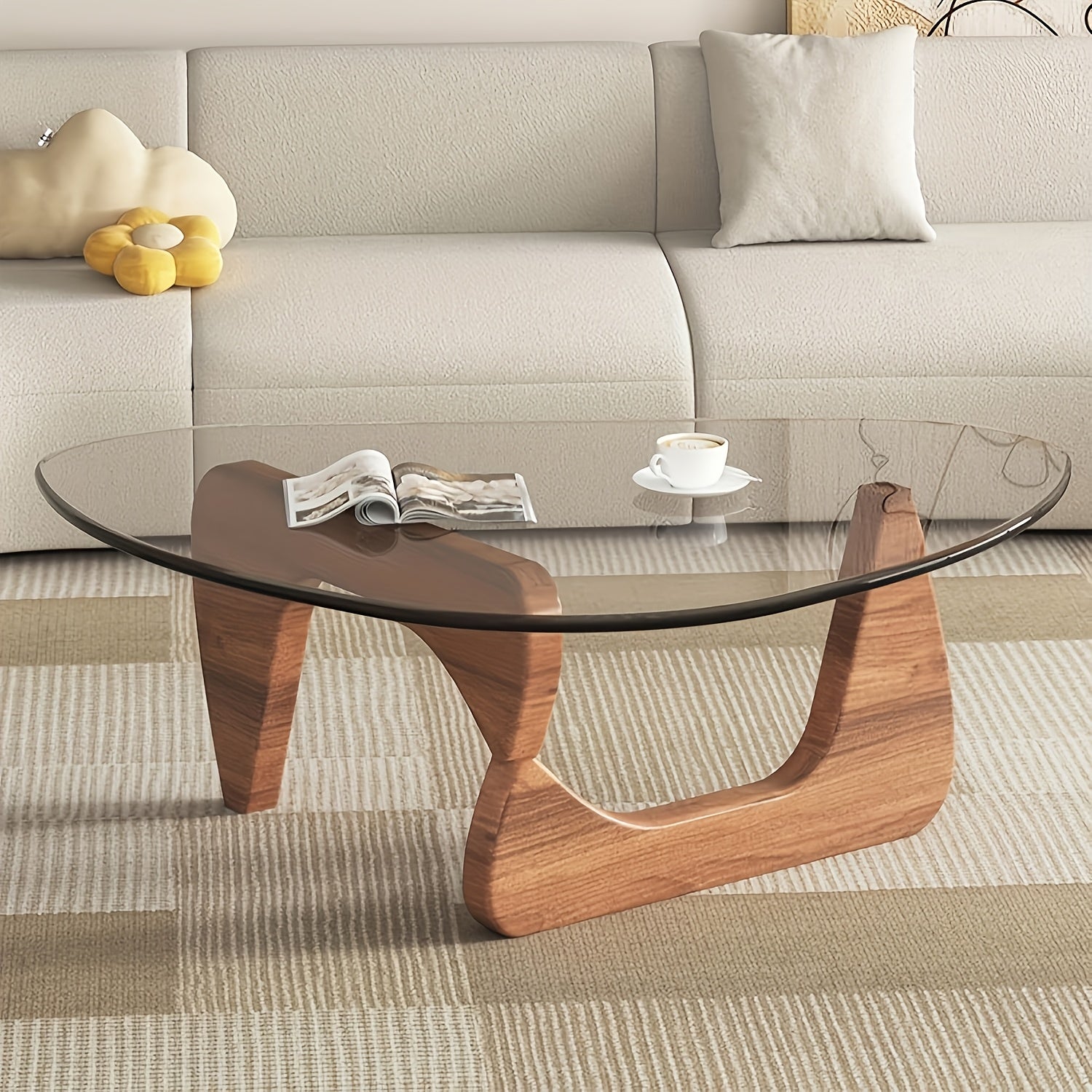 Contemporary Walnut Coffee Table for Living Spaces, Compact And Chic, Ideal for Bedrooms, Living Rooms, Reception Areas, And Offices (Medium Size)