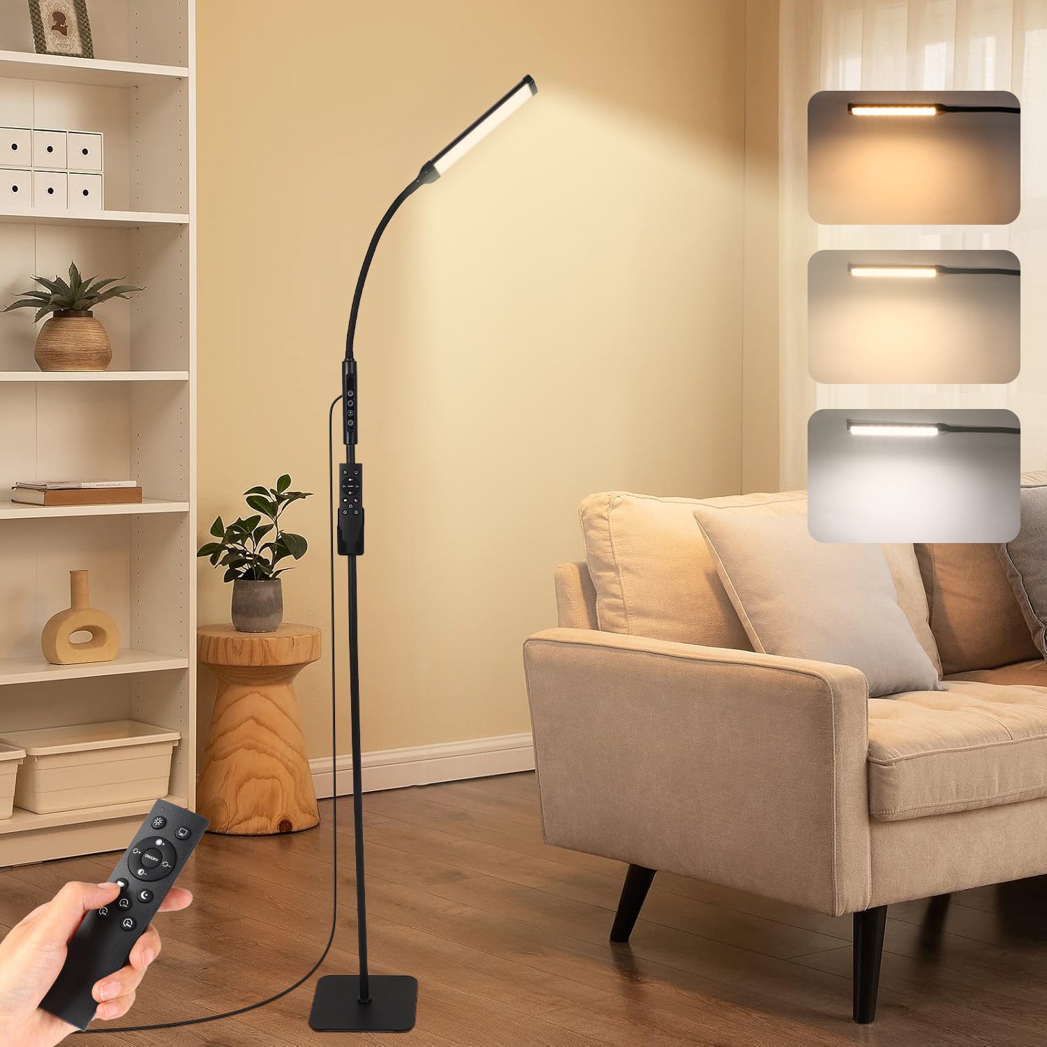 120pcs of Floor Lamps, with 3 Color Modes Ranging from 3000K to 6000K And 10 Brightness Settings. Adjustable Light Desk Lamp, with a Flexible Swivel Neck, Suitable for Living Room, Bedroom And Off