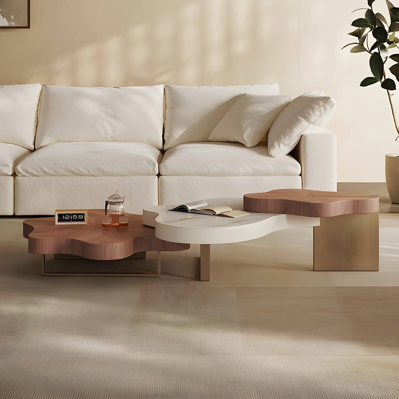Modern Luxury Cloud-Shaped Irregular Coffee Table Set Easy Assembly Required
