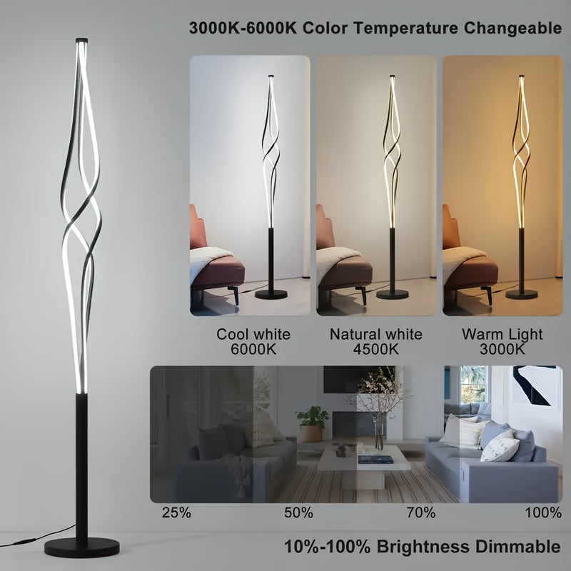LED Spiral Floor Lamp Dimmable LED Spiral Floor Lamp with Remote & Foot Switch | 60\u002F70\