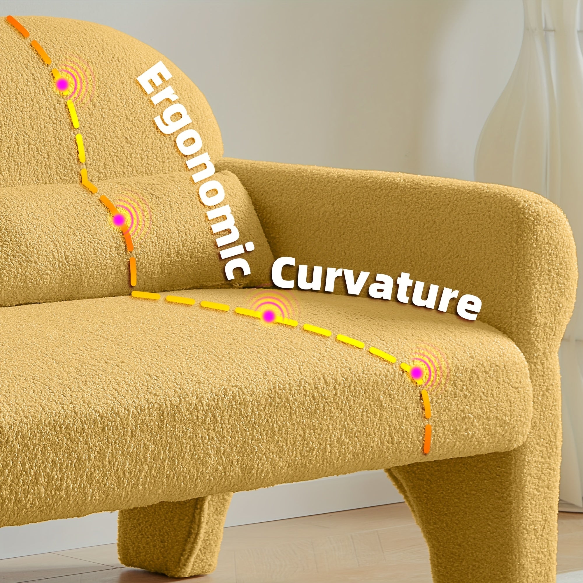 Modern Boucle Sofa, Upholstered Comfy Loveseat Couch for  Space