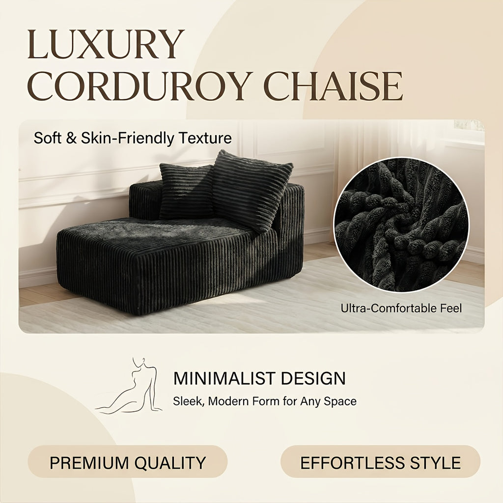 Lazy Sofa Single Chaise Lounge with Throw Pillow, Freely Positionable, No Assembly Required, Soft Sponge Filling, Perfect for Living Room, Bedroom, Balcony, Multi-Space Use