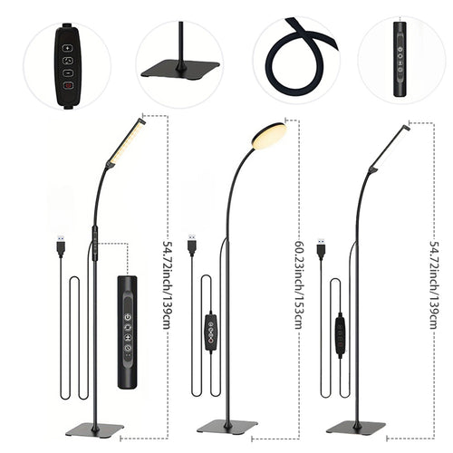 120pcs of Floor Lamps, with 3 Color Modes Ranging from 3000K to 6000K And 10 Brightness Settings. Adjustable Light Desk Lamp, with a Flexible Swivel Neck, Suitable for Living Room, Bedroom And Off