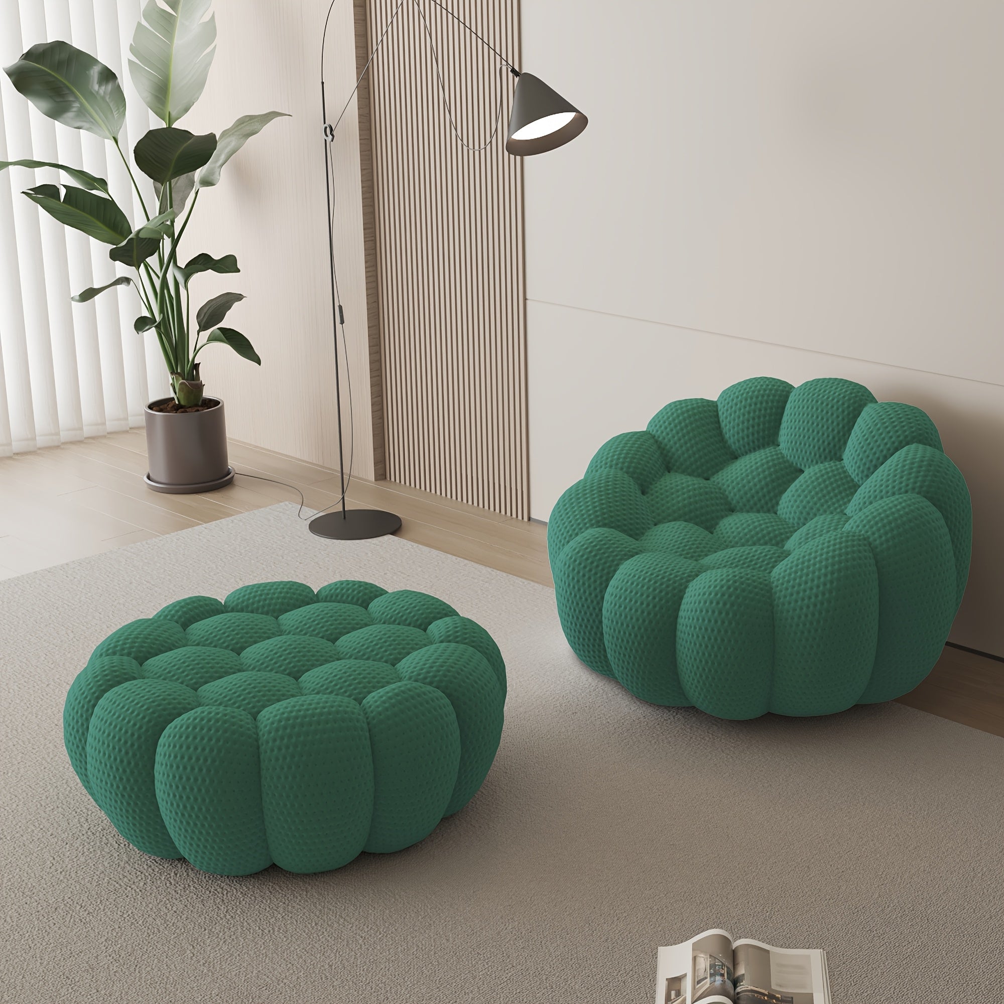 Modern Curved Sofa with a Comfortable Upholstered Design, Featuring a Mesh Fabric in a 3D Honeycomb Pattern, Suitable for Living Rooms, Offices, Apartments, And Compact Areas