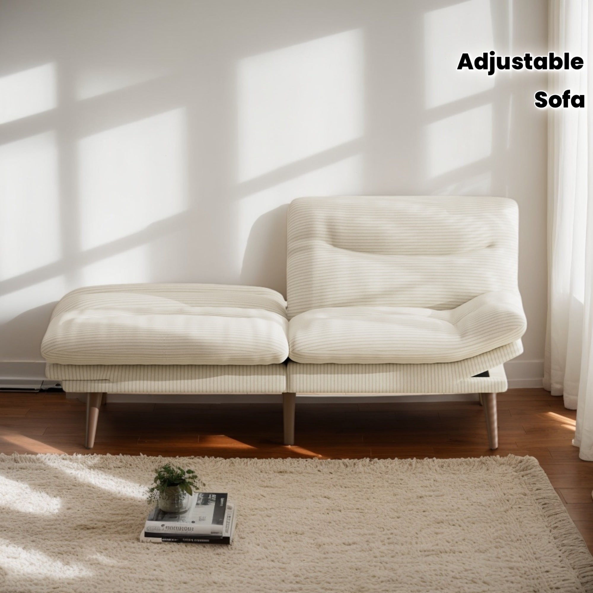 A Sofa Bed with an Adjustable Backrest And Armrests, Measuring 66-75 Inches, Suitable for Living Rooms Or Office Reception Areas, Can Be Converted Into a Space-Saving Sofa Bed