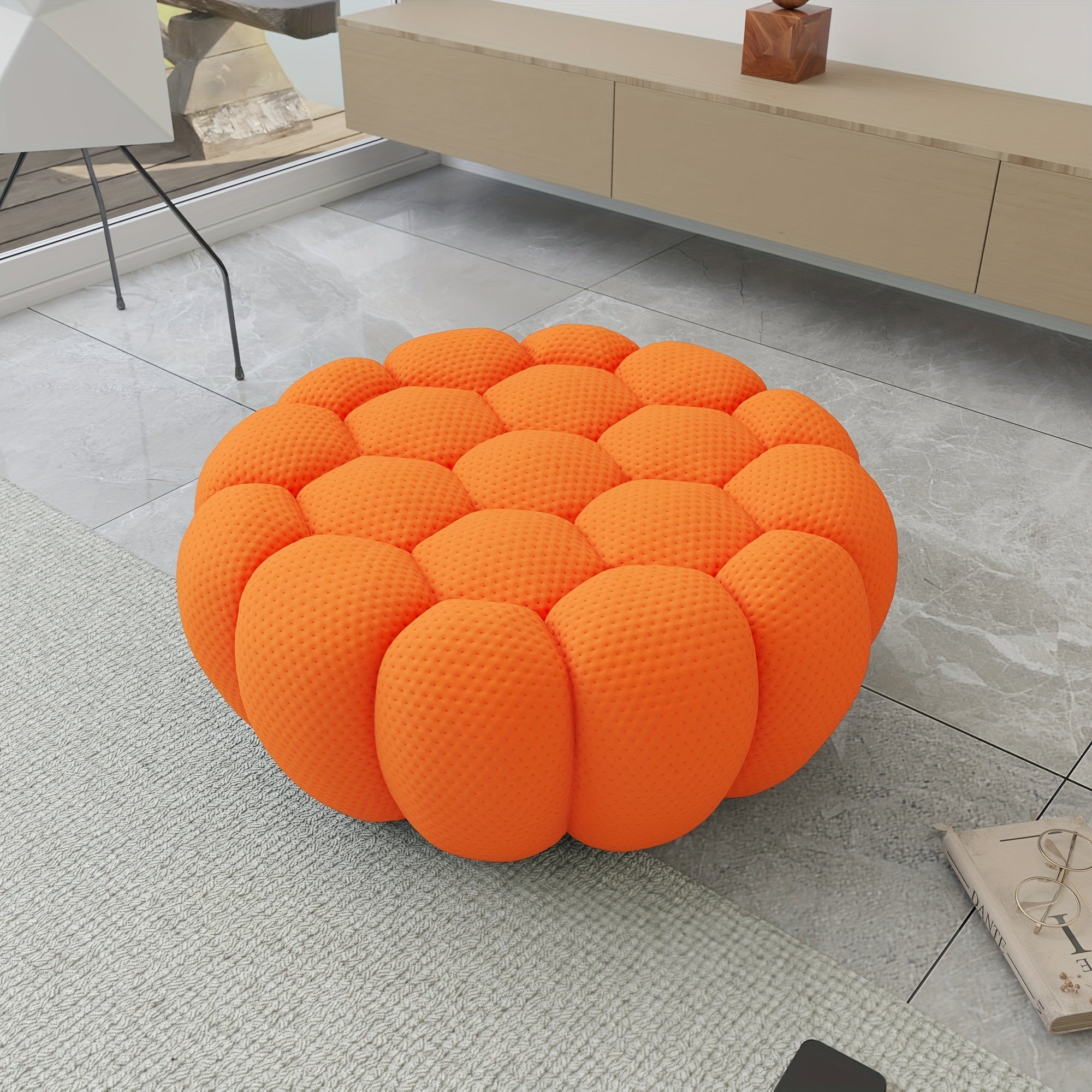 Modern Curved Sofa with a Comfortable Upholstered Design, Featuring a Mesh Fabric in a 3D Honeycomb Pattern, Suitable for Living Rooms, Offices, Apartments, And Compact Areas