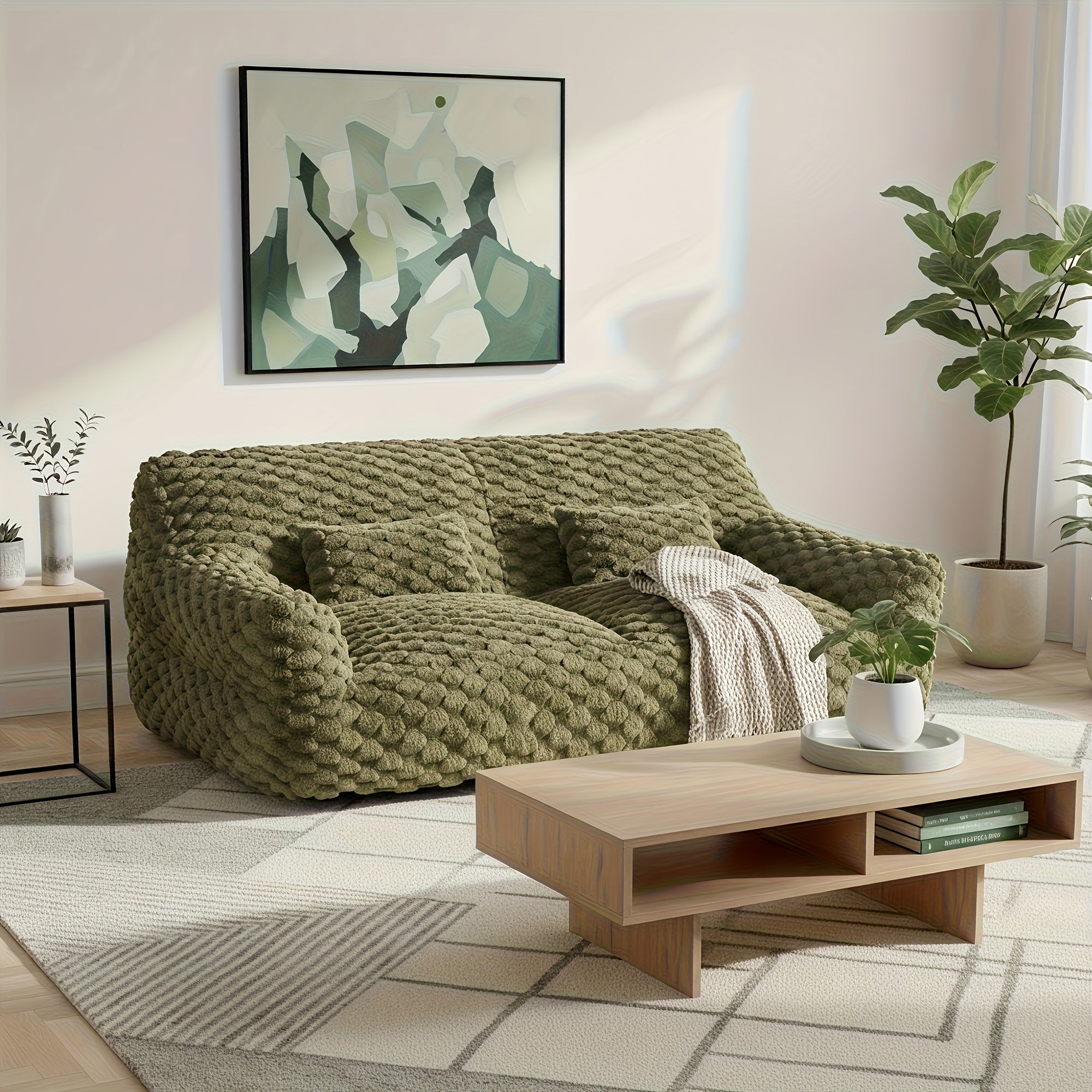 Comfortable Sofa Bed Featuring Two Pillows, a Soft Bean Bag Chair, Perfect for Relaxing in a Game Or Recreation Room