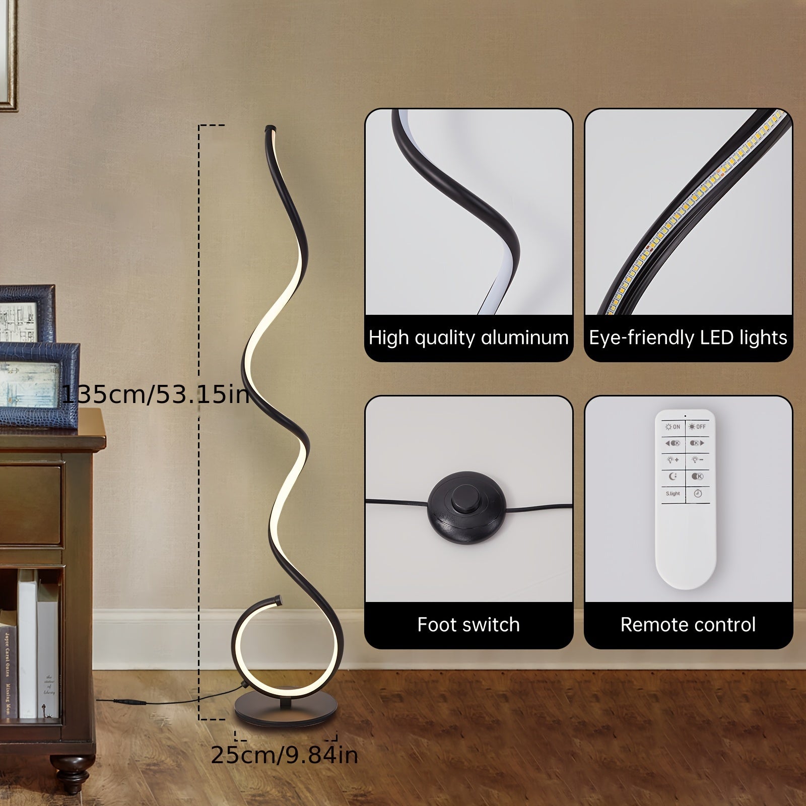 1\u002F2pcs Bedside Table Lamp for Bedroom - 3 Way Dimmable Floor Lamp USB C Charging Ports, Modern Minimalist Dimmable Spiral Table Lamp for Living Room, Desk, LED Bulb Included(Black\u002FWhite)