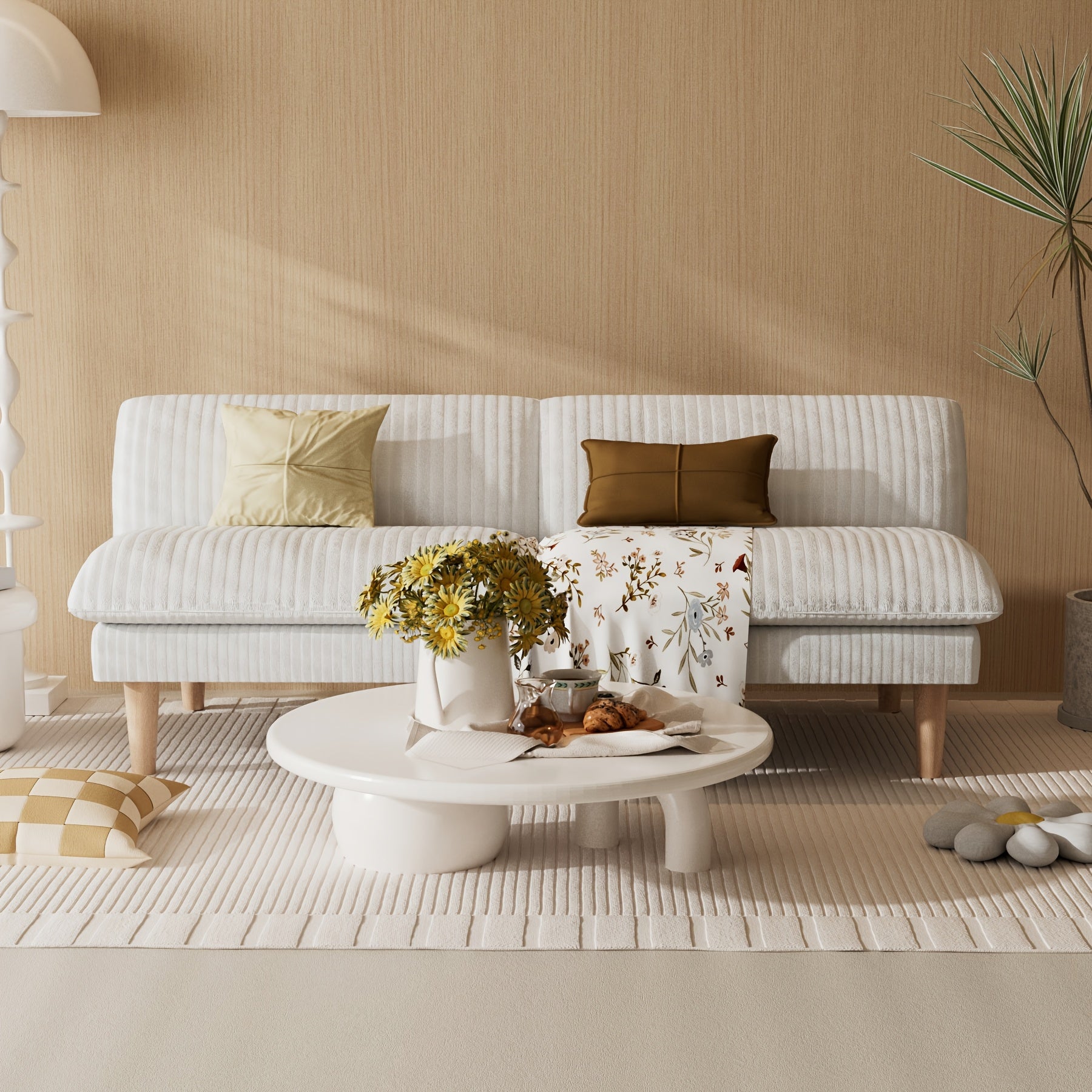 Futon Sofa Bed, 68 Inch Futon Couch with Adjustable Backrest, Corduroy Convertible Sleeper Sofa Bed, Folding Sleeper Recliner with Wood Leg for Apartment, Living Room, Office, Sofa Cama, Compressed Sofa for Living Room, Single Sofa Bed Foldable