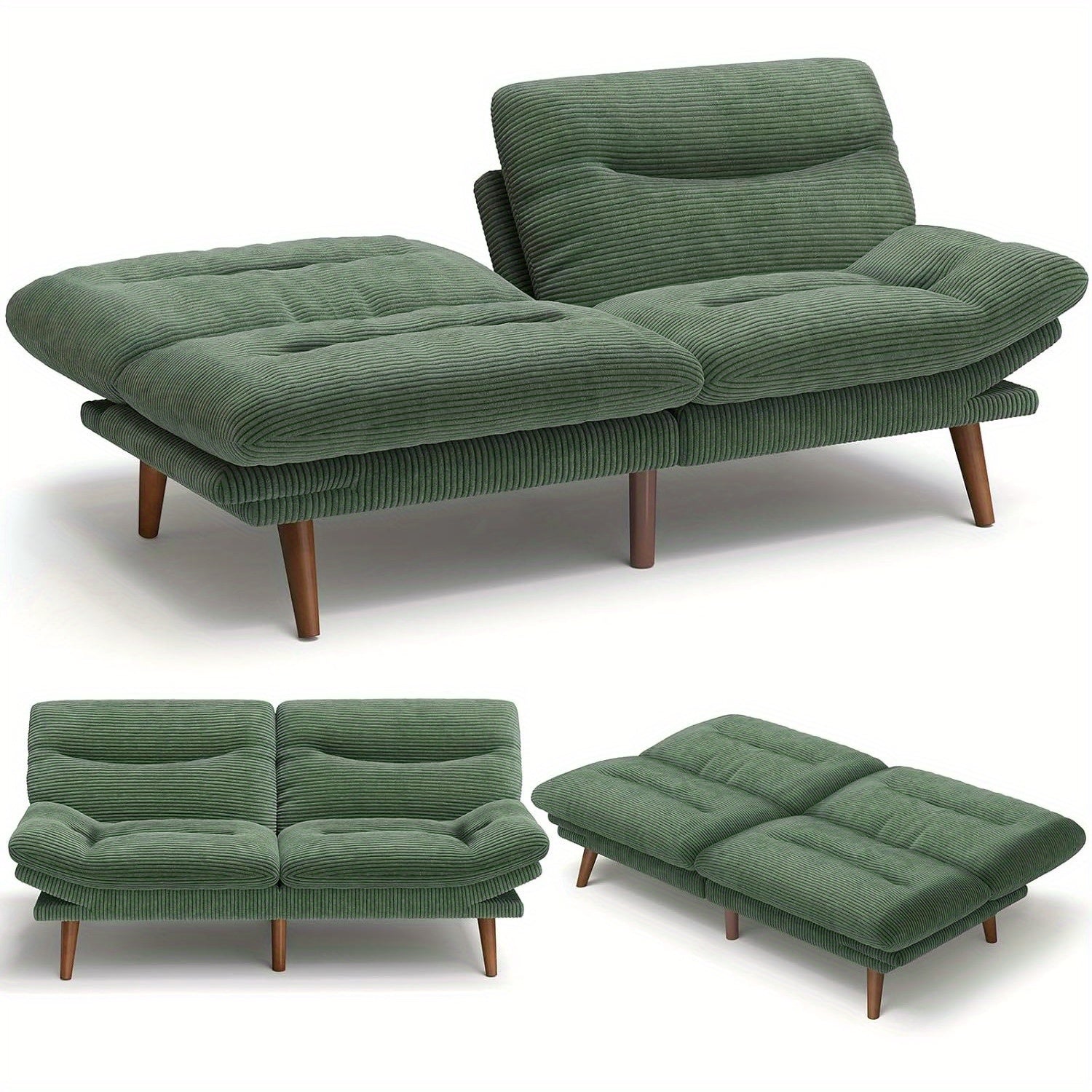 Futon Sofa Bed, 66-75 Inch Convertible Futon Sofa Couch with Adjustable Backrest Armrests, for Small Spaces Living Room or Office