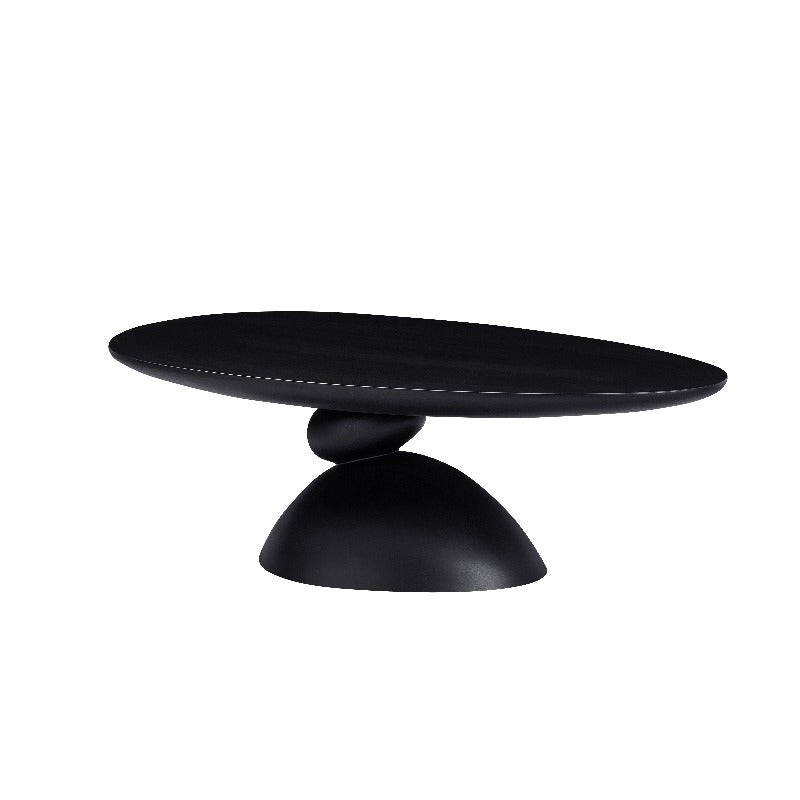 47.27' Lucky Stone-Shaped Elliptical Coffee Table, Modern Minimalist Glass Fiber Coffee Table, Sculptural Base Living Room Coffee Table, Suitable for Apartments, Black, Sturdy Durable Table for Living Room Furniture, Easy to Assemble And Clean