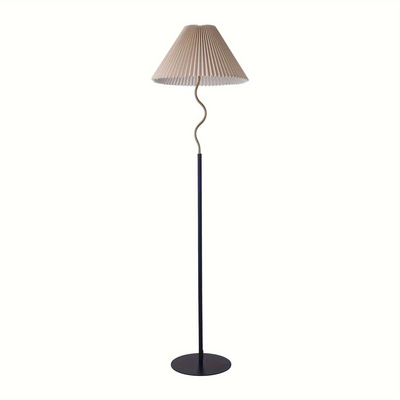 KUNJOULAM Modern Pleated Floor Lamp, Black Pole Floor Lamps, Simple Design Tall Lamp With Adjustable Beige Lampshade, Standing Lamp For Living Room, Bedroom, Office, Home