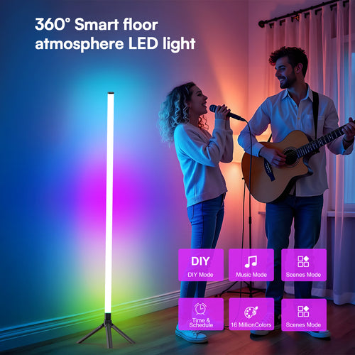 1pc\u002F 2pcs RGBCW LED Corner Floor Lamp - Minimalist Style, APP&Remote Control, dimmable& timing, Music sync, Great For Living Rooms, Bedrooms, Game Rooms, Home Offices, Parties And Decorations, St. Patrick'S Day