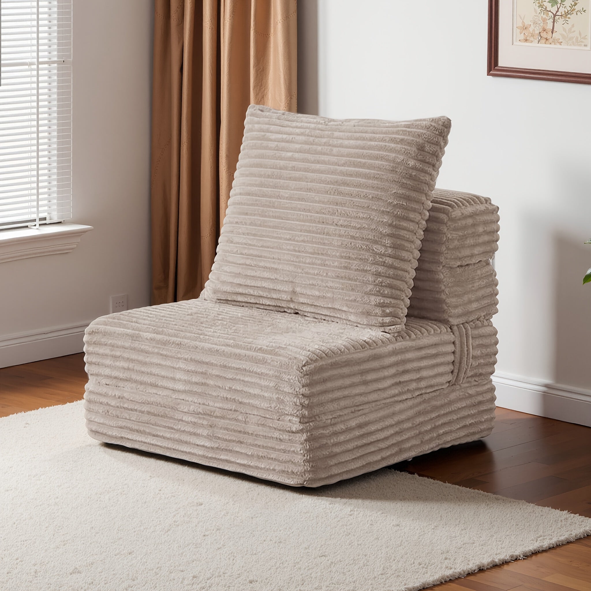 Convertible Sofa Bed - Foldable Floor Couch with Teddy Foam And Corduroy - Modular Sectional for Living Room, Bedroom, Studio - Compressible Sofa in Box