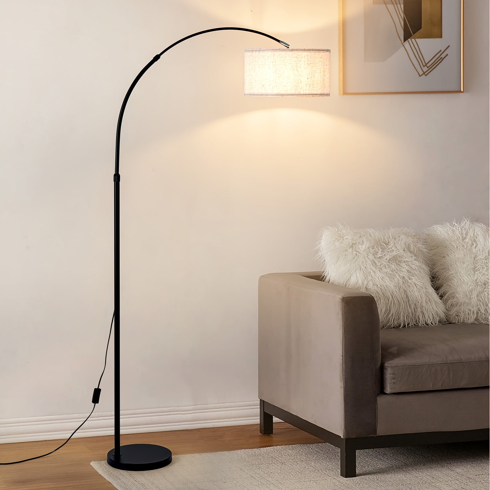 80-inch Modern Arc Floor Lamp with Adjustable Pendant Shade & Upright Pole Light - Heavy-Duty Metal Ceiling\u002FPendant Suitable for Living Room, Bedroom, Dining Room, Plug-and-Play (No \u002FHardware Included)