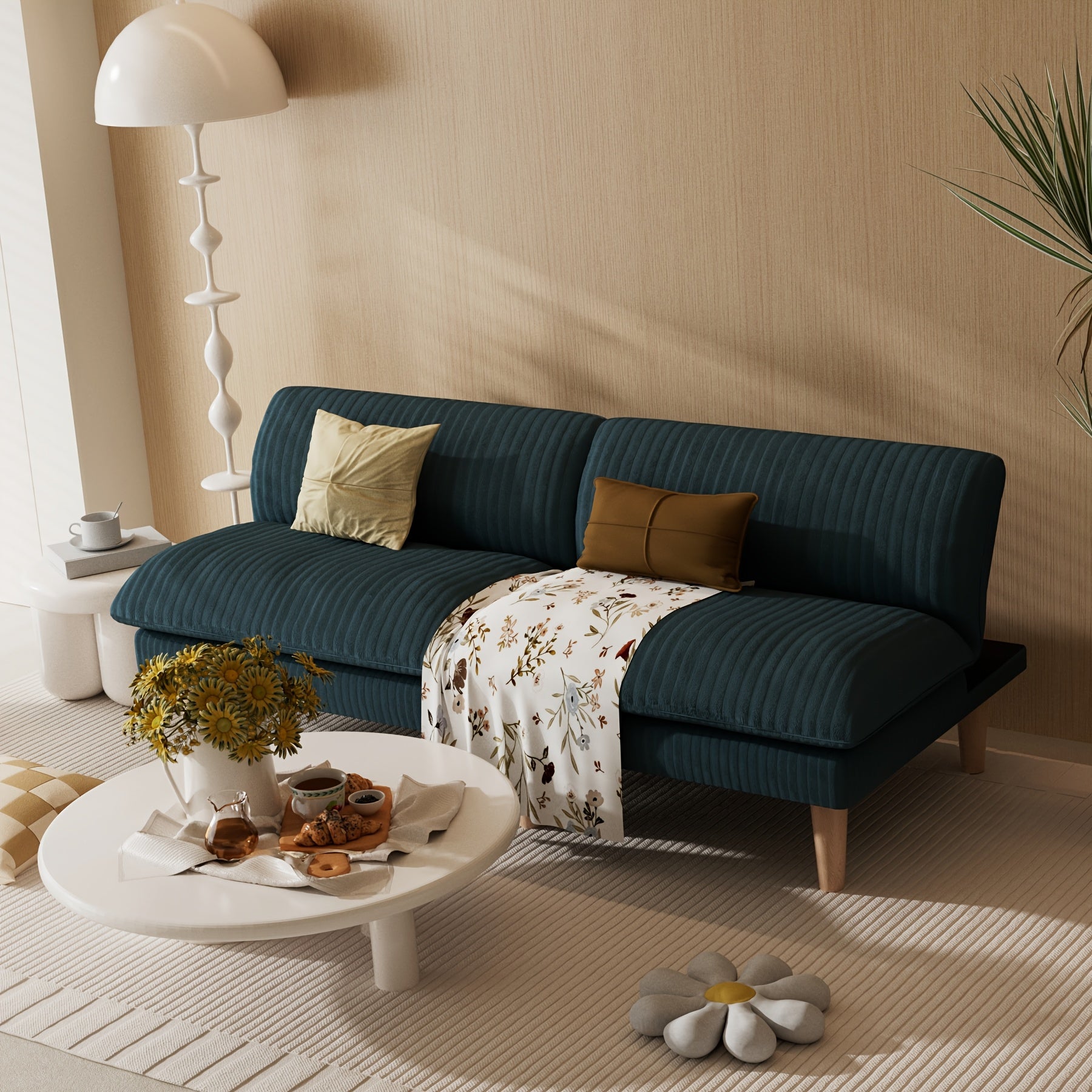 Futon Sofa Bed, 68 Inch Futon Couch with Adjustable Backrest, Corduroy Convertible Sleeper Sofa Bed, Folding Sleeper Recliner with Wood Leg for Apartment, Living Room, Office, Sofa Cama, Compressed Sofa for Living Room, Single Sofa Bed Foldable