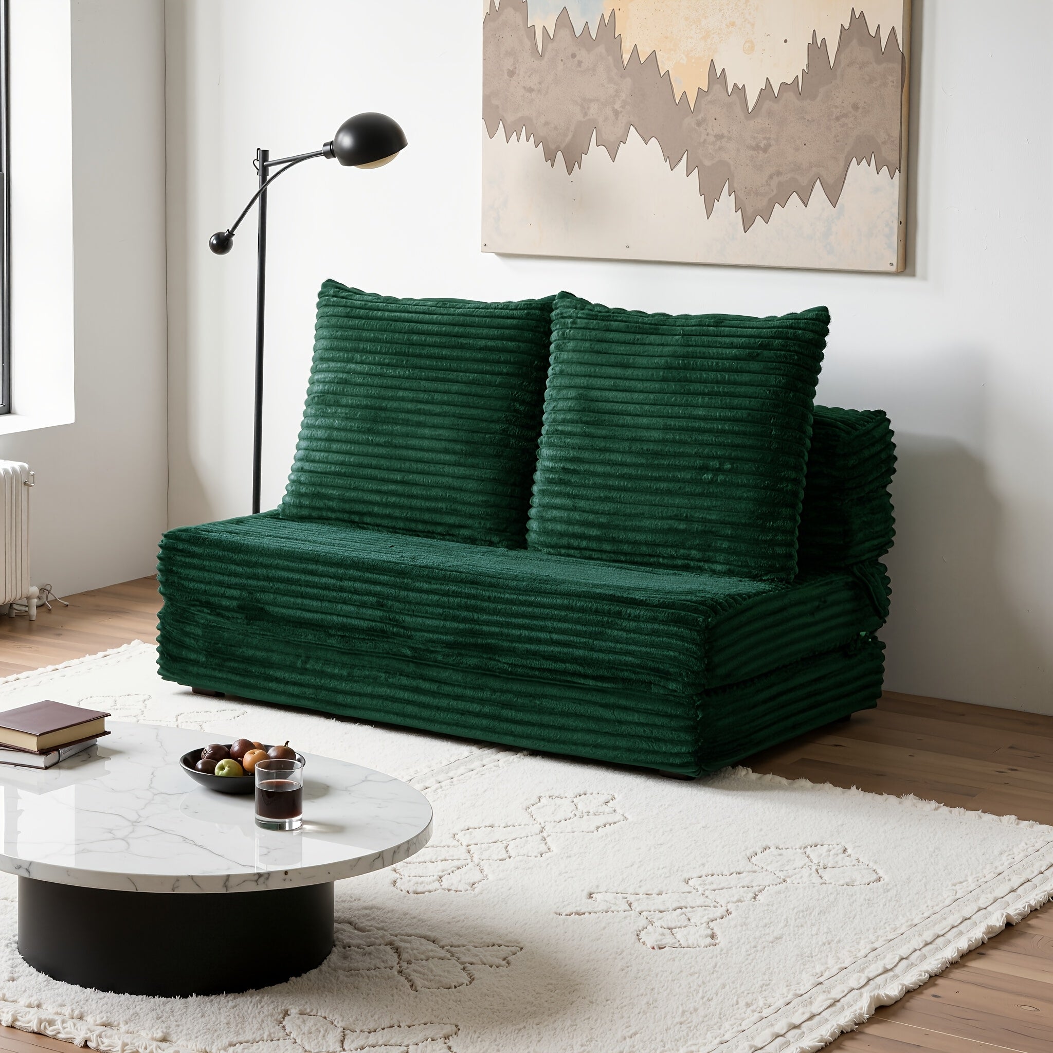 108'' Modular Cloud-shaped Sectional Sofa, Featuring A Soft Corduroy Fabric, High-resilience Memory Foam, Deep L-shaped Design, Large-sized Three-person Sofa Without Frame, Suitable For Modern Minimalist Living Room Style, No Assembly Required