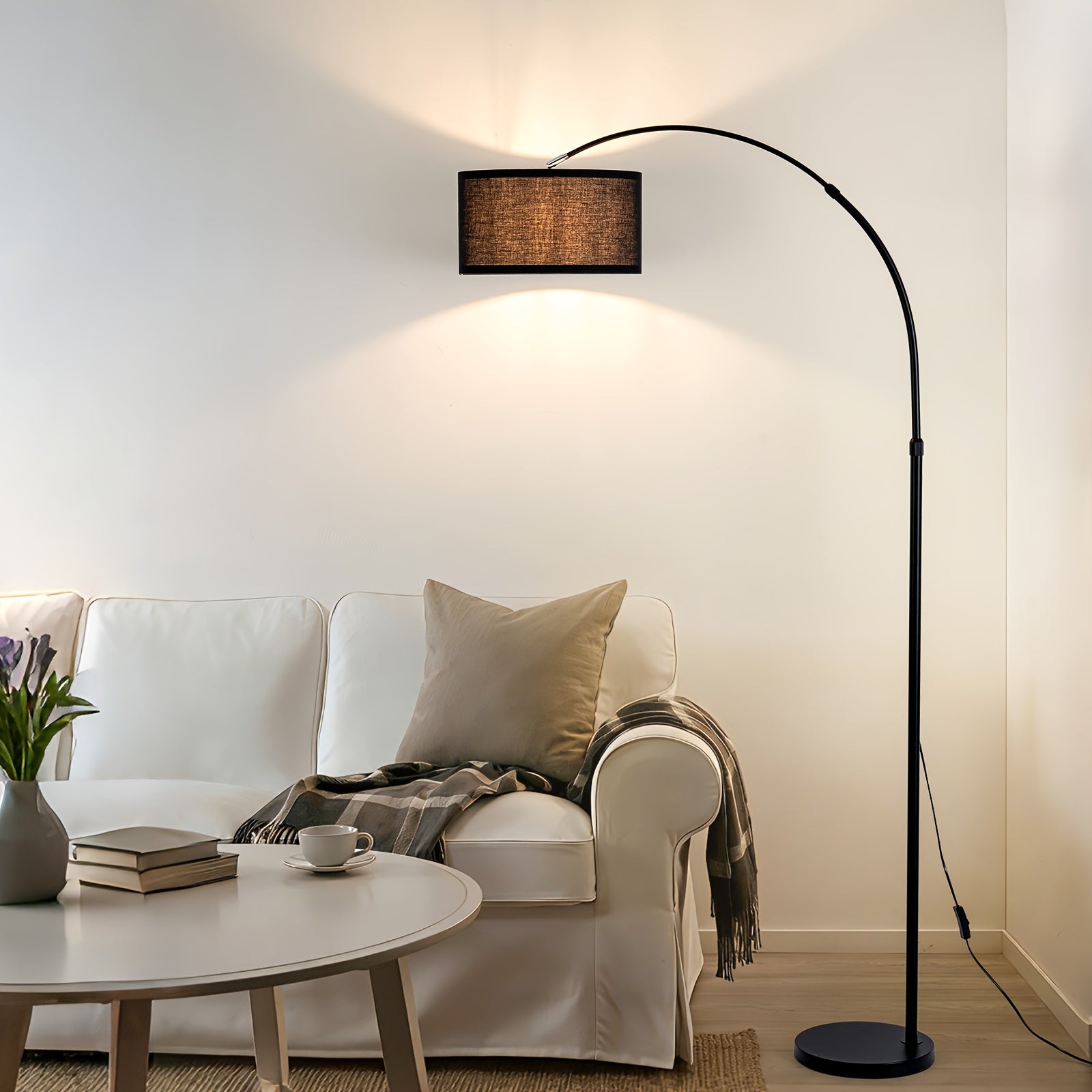 80-inch Modern Arc Floor Lamp with Adjustable Pendant Shade & Upright Pole Light - Heavy-Duty Metal Ceiling\u002FPendant Suitable for Living Room, Bedroom, Dining Room, Plug-and-Play (No \u002FHardware Included)