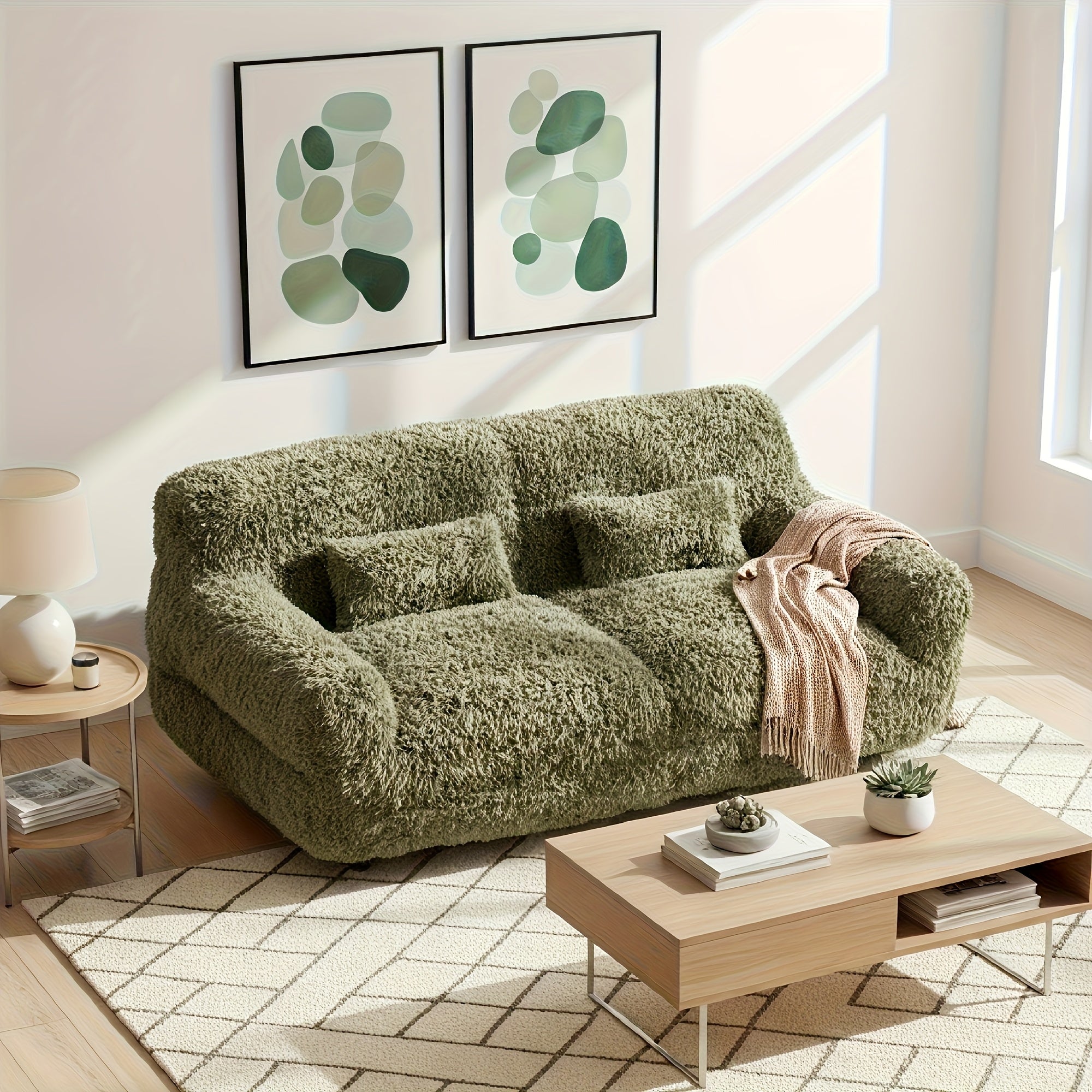 Comfortable Sofa Bed Featuring Two Pillows, a Soft Bean Bag Chair, Perfect for Relaxing in a Game Or Recreation Room