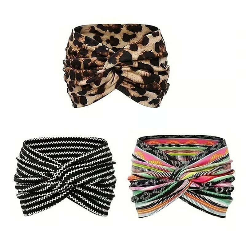 Printed cross yoga headband